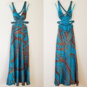 HP Faviana Coulter Vintage Retro, turquois/bronze embellished Prom Dress Size 2